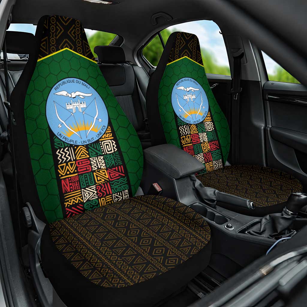 Mali Map Car Seat Cover National Emblem & Cultural Pattern Design