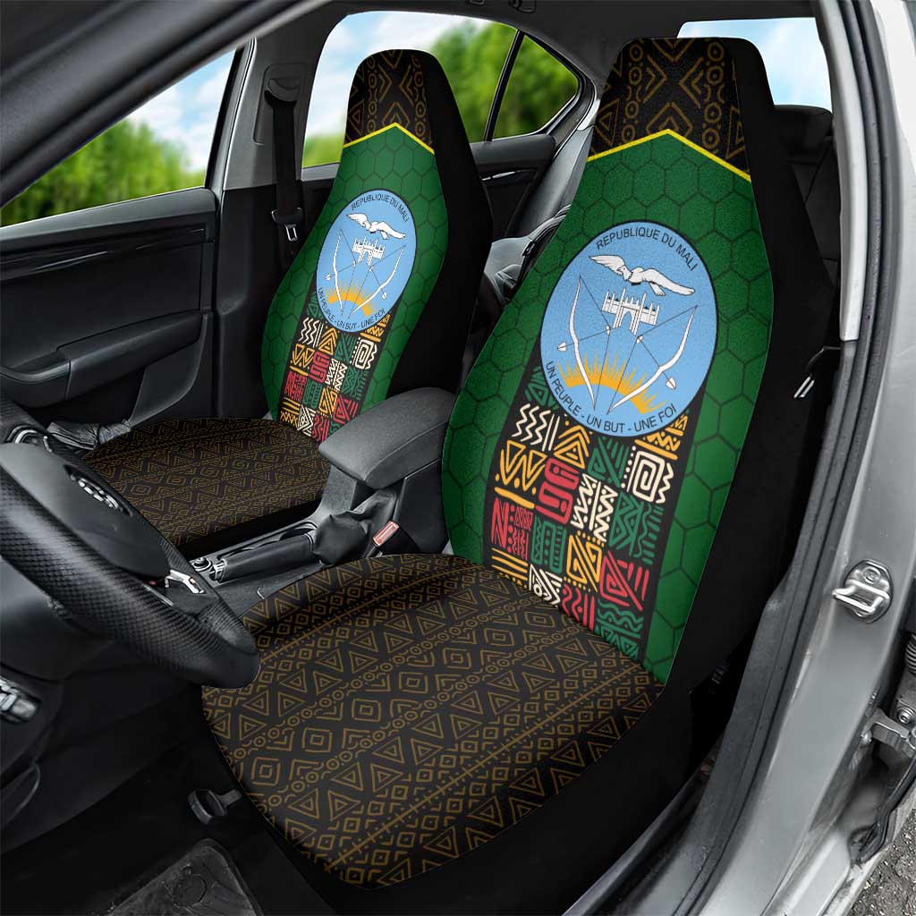 Mali Map Car Seat Cover National Emblem & Cultural Pattern Design