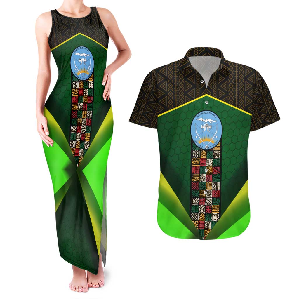 Mali Map Couples Matching Tank Maxi Dress and Hawaiian Shirt National Emblem & Cultural Pattern Design