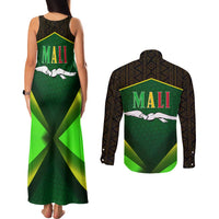 Mali Map Couples Matching Tank Maxi Dress and Long Sleeve Button Shirt National Emblem & Cultural Pattern Design