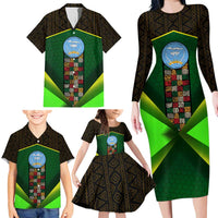 Mali Map Family Matching Long Sleeve Bodycon Dress and Hawaiian Shirt National Emblem & Cultural Pattern Design