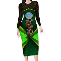 Mali Map Family Matching Long Sleeve Bodycon Dress and Hawaiian Shirt National Emblem & Cultural Pattern Design