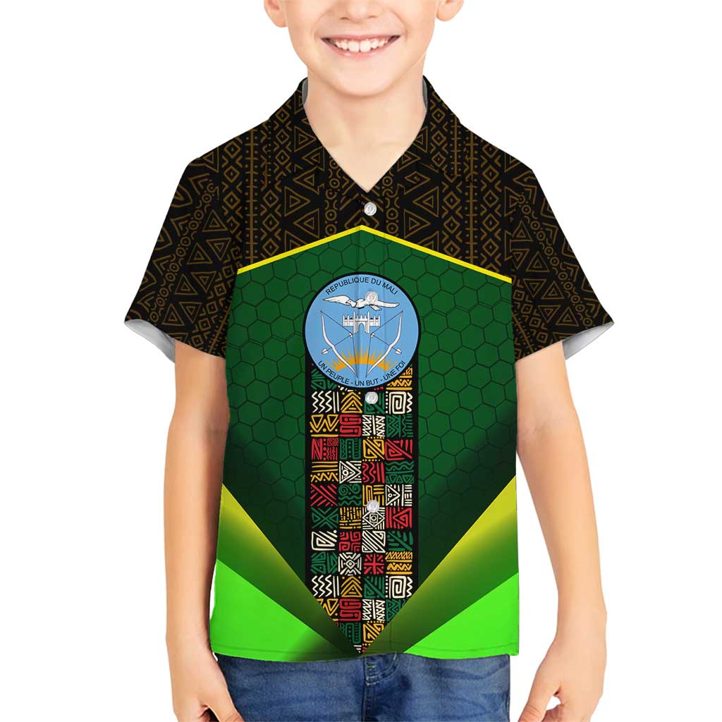 Mali Map Family Matching Long Sleeve Bodycon Dress and Hawaiian Shirt National Emblem & Cultural Pattern Design