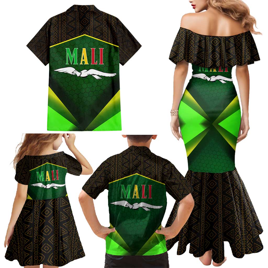 Mali Map Family Matching Mermaid Dress and Hawaiian Shirt National Emblem & Cultural Pattern Design