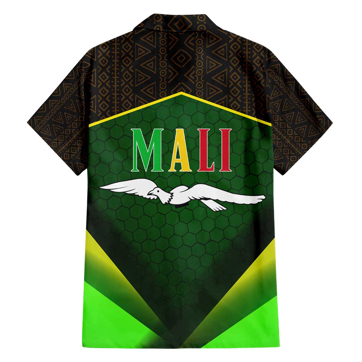 Mali Map Family Matching Off The Shoulder Long Sleeve Dress and Hawaiian Shirt National Emblem & Cultural Pattern Design