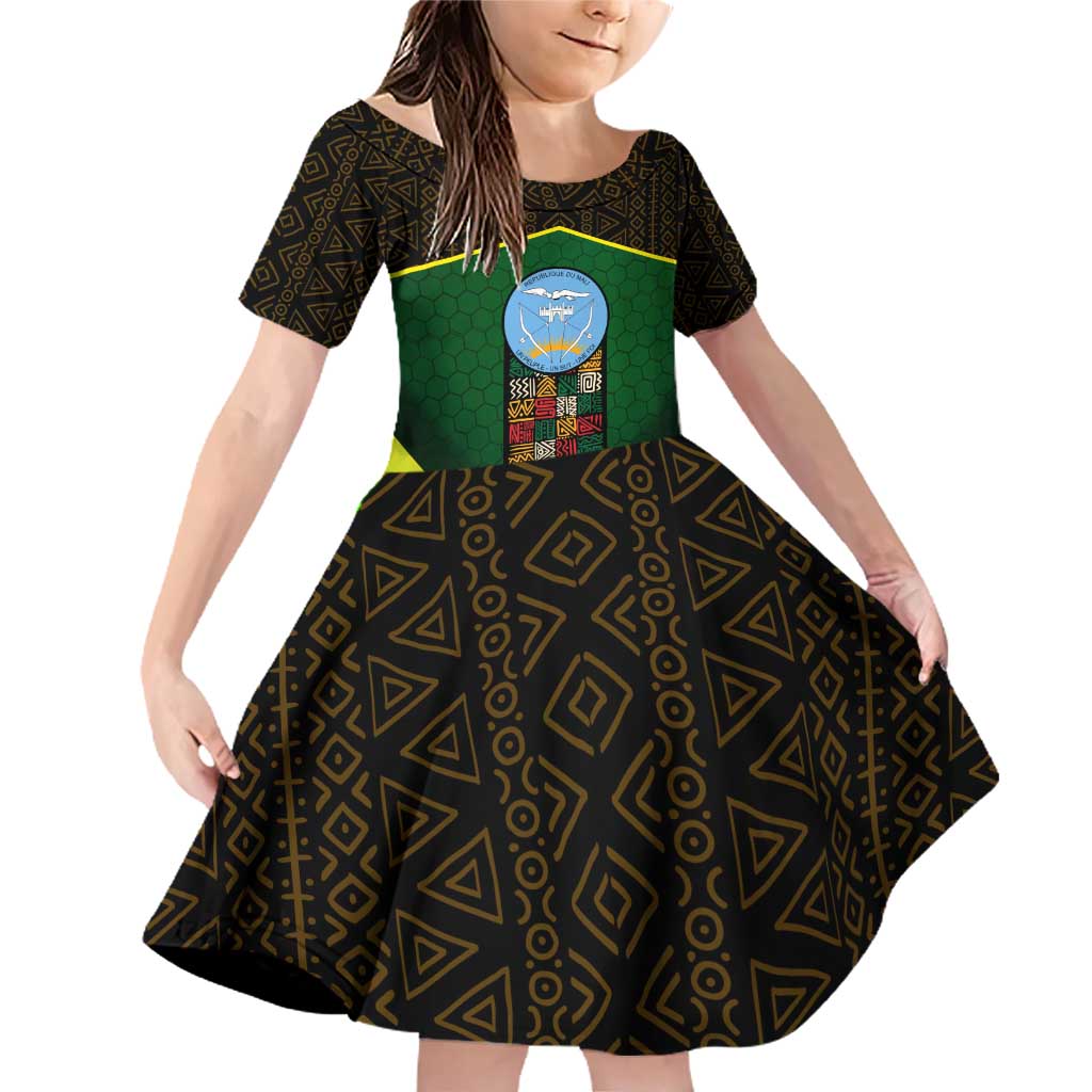 Mali Map Family Matching Off Shoulder Short Dress and Hawaiian Shirt National Emblem & Cultural Pattern Design