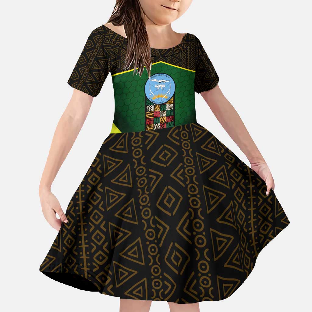 Mali Map Family Matching Short Sleeve Bodycon Dress and Hawaiian Shirt National Emblem & Cultural Pattern Design