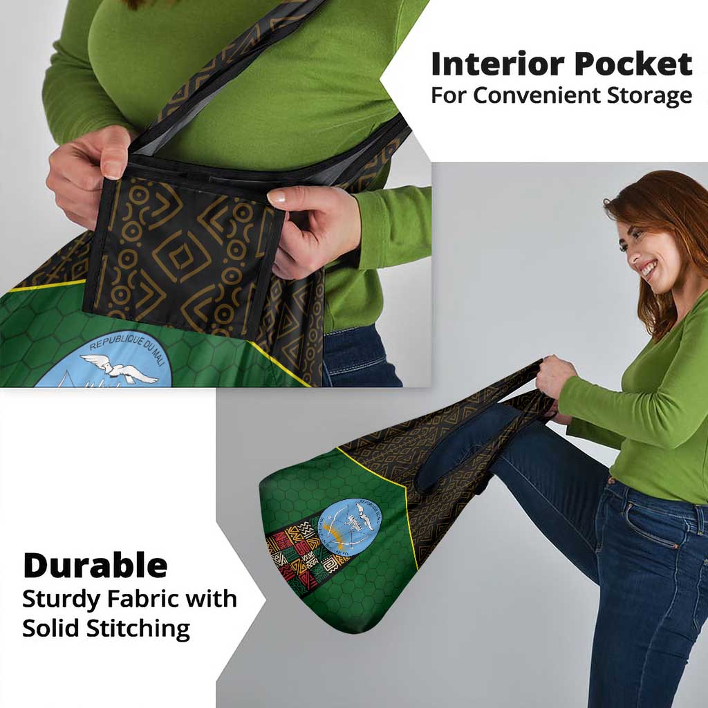 Mali Map Grocery Bag National Emblem & Cultural Pattern Design