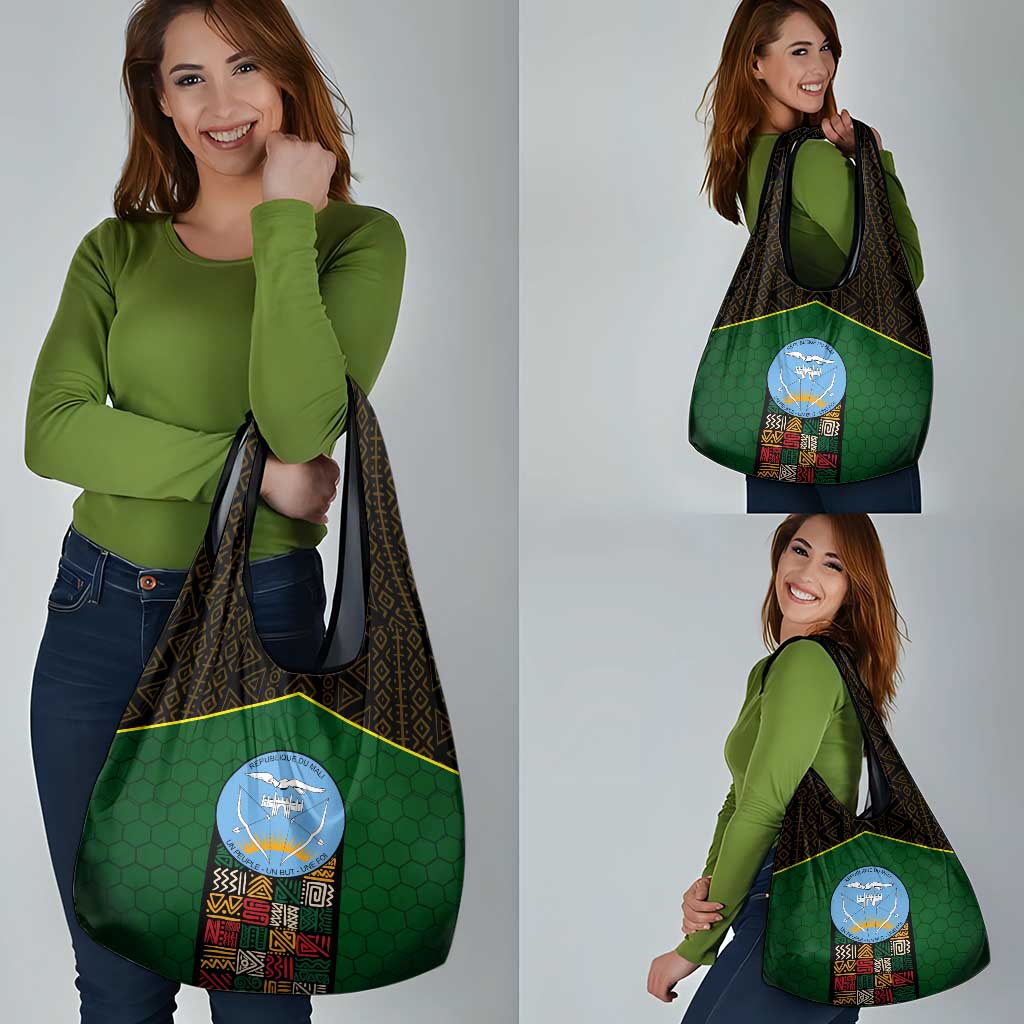 Mali Map Grocery Bag National Emblem & Cultural Pattern Design