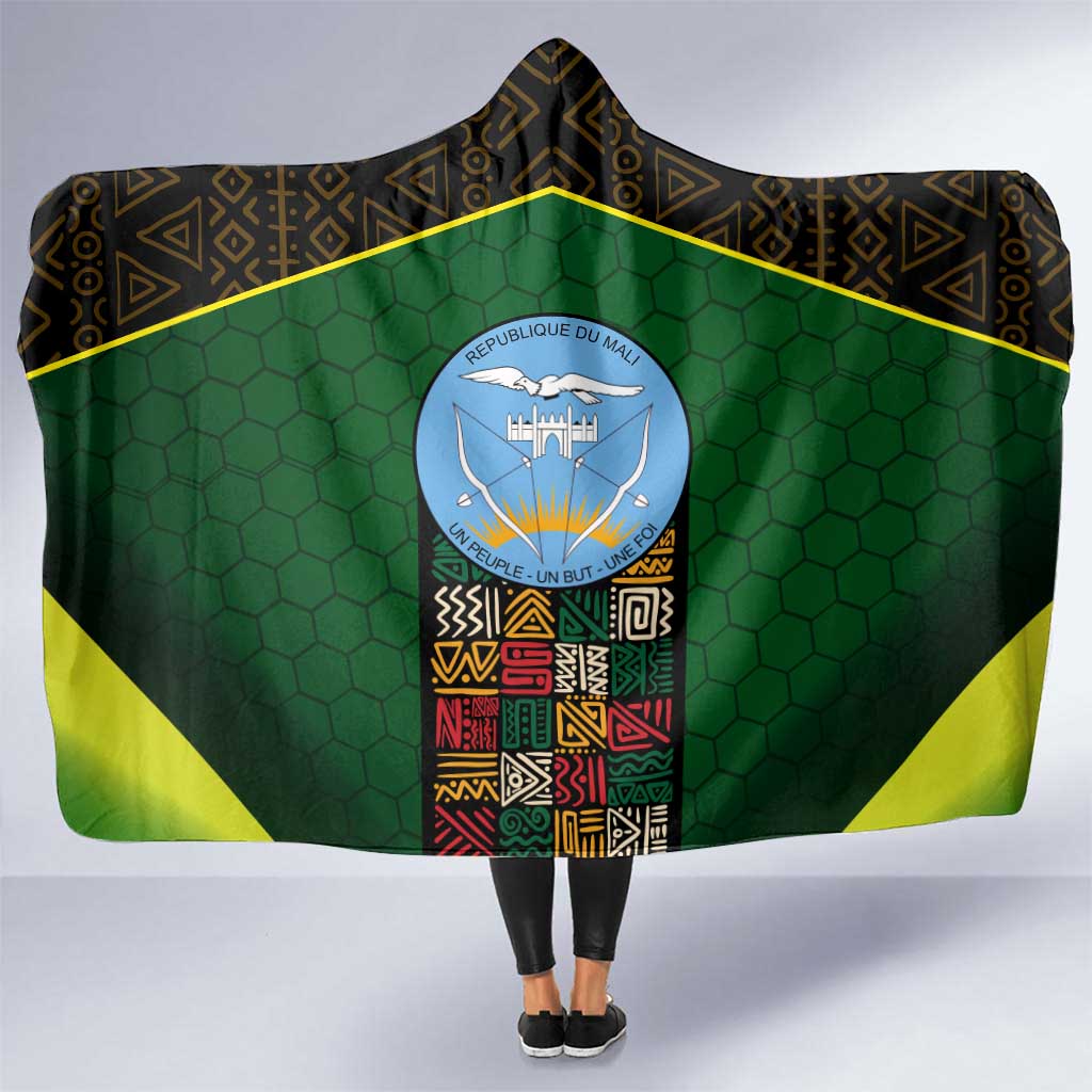 Mali Map Hooded Blanket National Emblem & Cultural Pattern Design