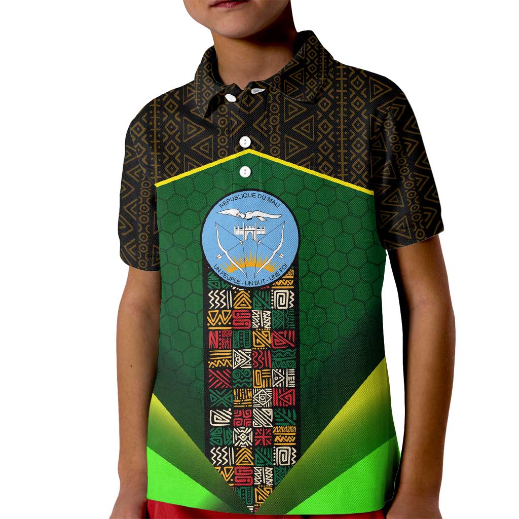 Mali Map Kid Polo Shirt National Emblem & Cultural Pattern Design