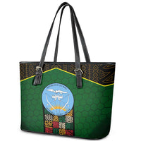 Mali Map Leather Tote Bag National Emblem & Cultural Pattern Design