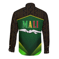 Mali Map Long Sleeve Button Shirt National Emblem & Cultural Pattern Design