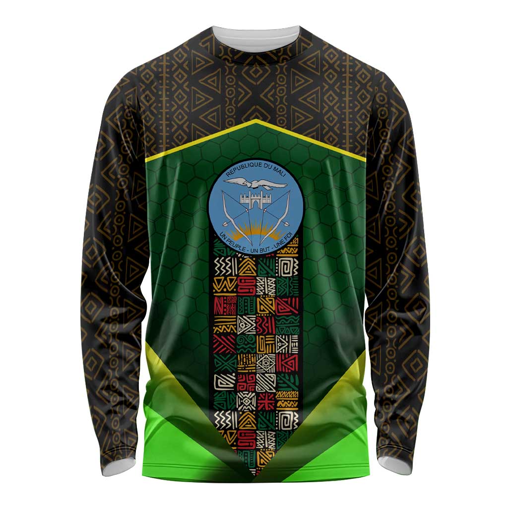 Mali Map Long Sleeve Shirt National Emblem & Cultural Pattern Design