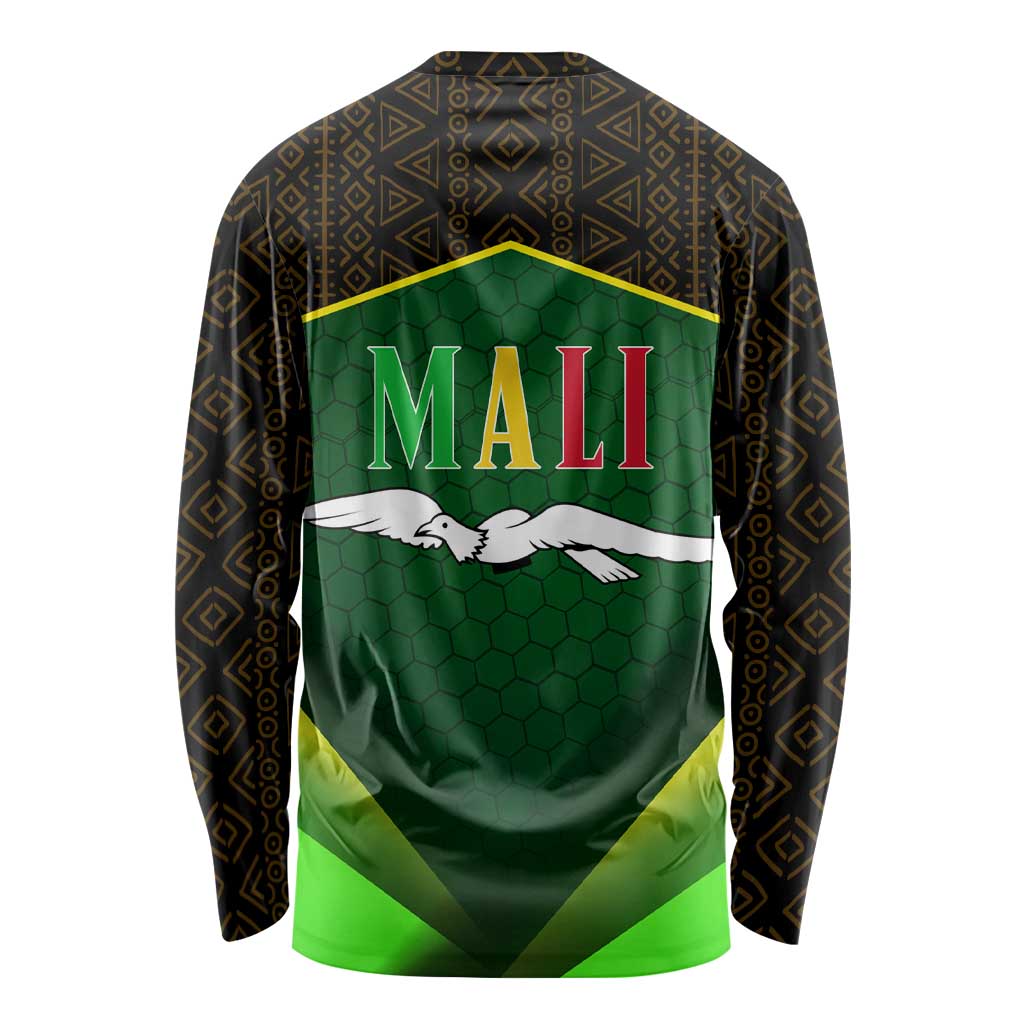 Mali Map Long Sleeve Shirt National Emblem & Cultural Pattern Design