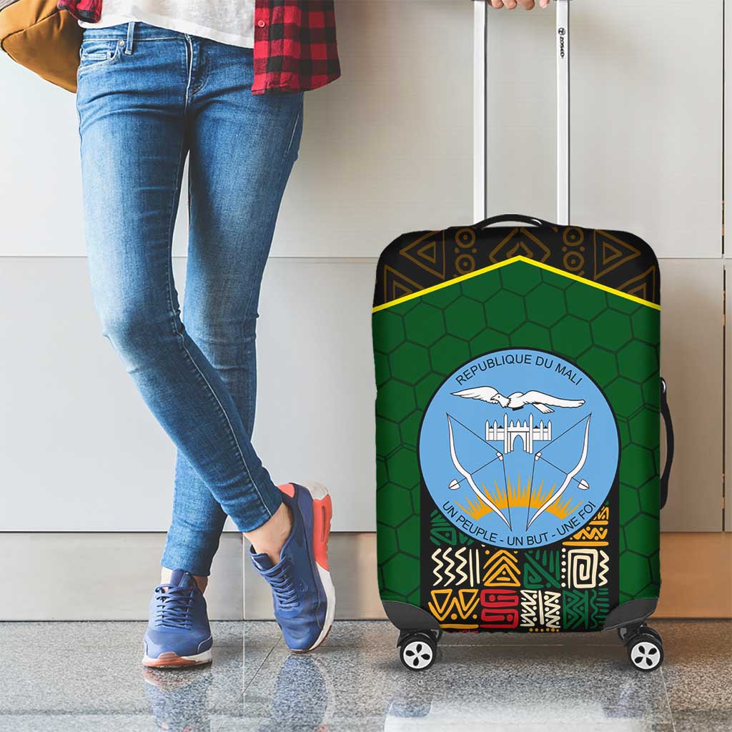 Mali Map Luggage Cover National Emblem & Cultural Pattern Design