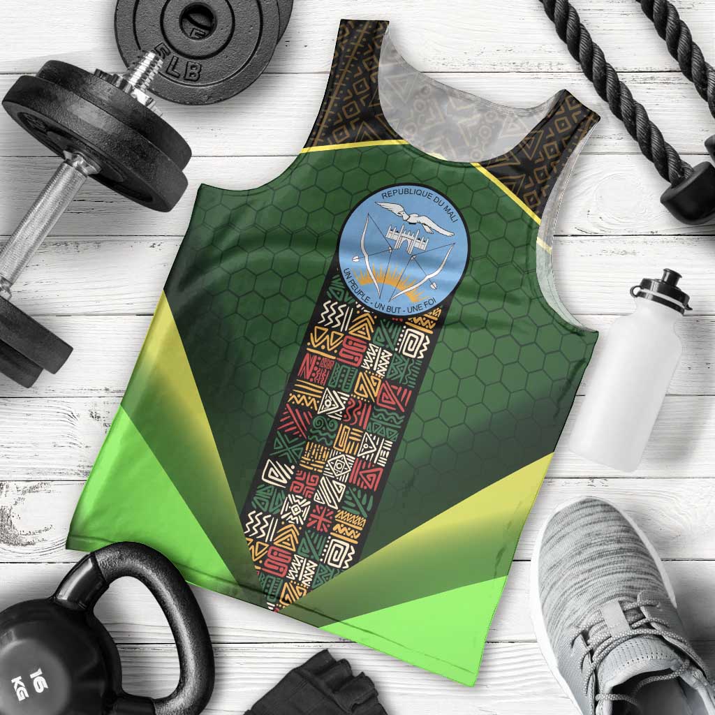 Mali Map Men Tank Top National Emblem & Cultural Pattern Design