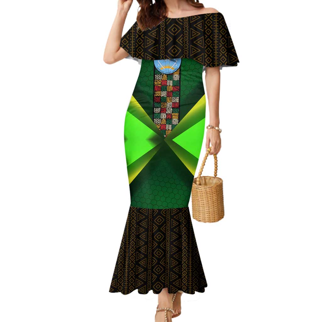 Mali Map Mermaid Dress National Emblem & Cultural Pattern Design