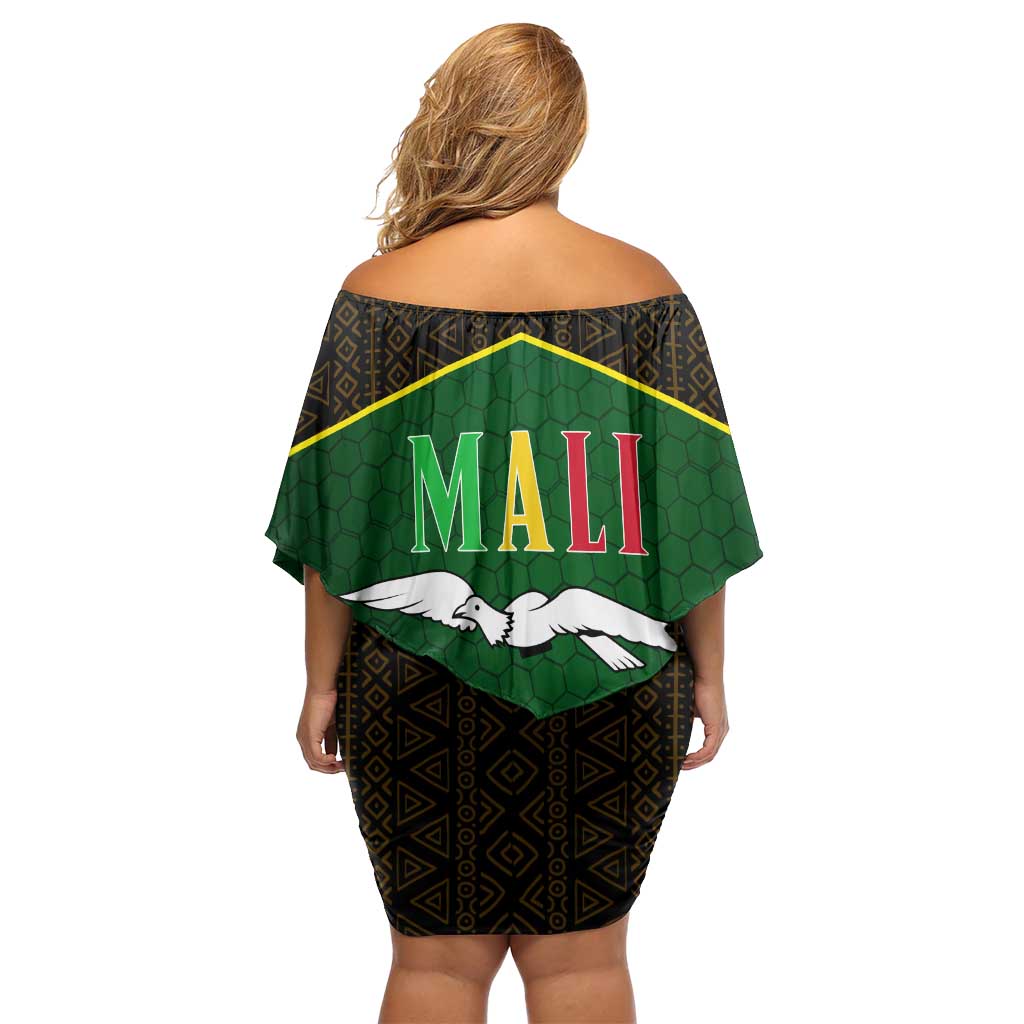 Mali Map Off Shoulder Short Dress National Emblem & Cultural Pattern Design