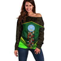 Mali Map Off Shoulder Sweater National Emblem & Cultural Pattern Design