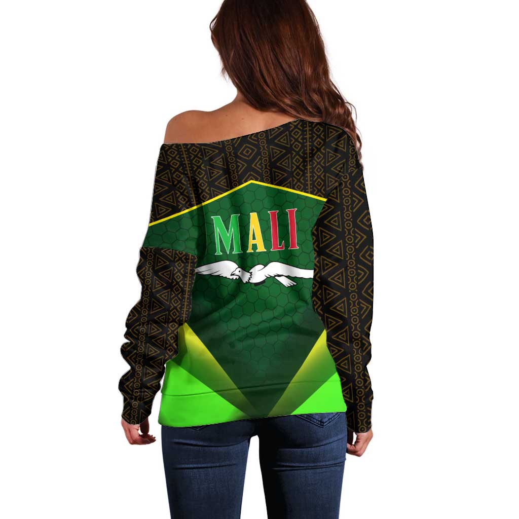 Mali Map Off Shoulder Sweater National Emblem & Cultural Pattern Design