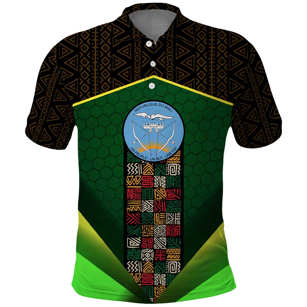 Mali Map Polo Shirt National Emblem & Cultural Pattern Design