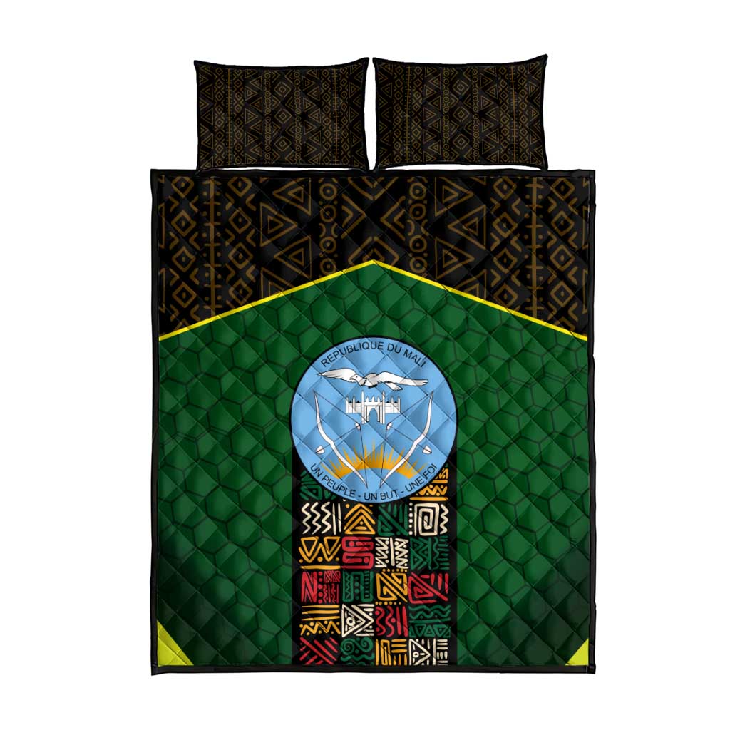 Mali Map Quilt Bed Set National Emblem & Cultural Pattern Design