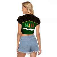 Mali Map Raglan Cropped T Shirt National Emblem & Cultural Pattern Design