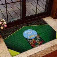 Mali Map Rubber Doormat National Emblem & Cultural Pattern Design