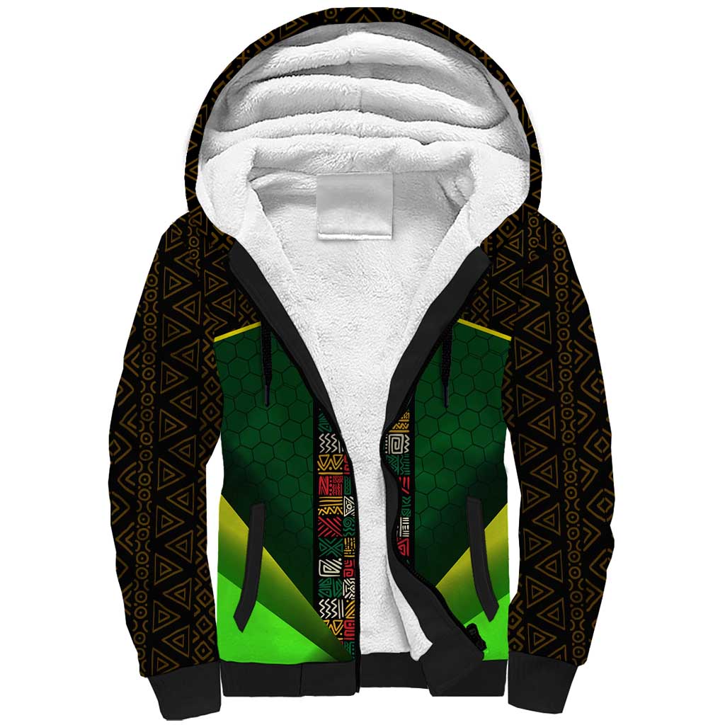 Mali Map Sherpa Hoodie National Emblem & Cultural Pattern Design