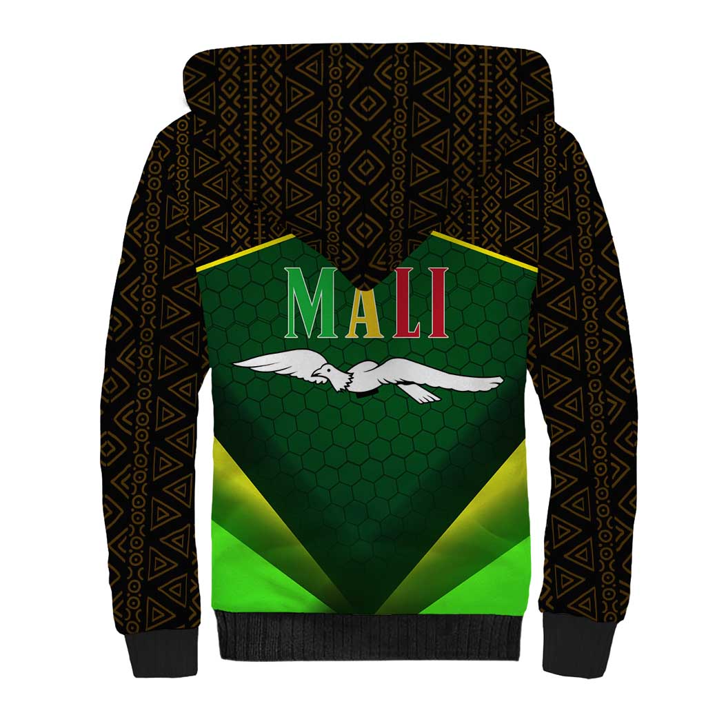 Mali Map Sherpa Hoodie National Emblem & Cultural Pattern Design