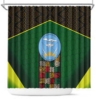 Mali Map Shower Curtain National Emblem & Cultural Pattern Design