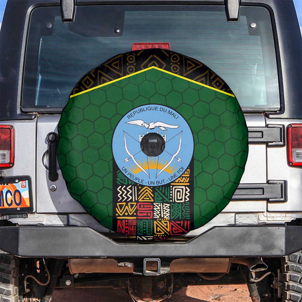 Mali Map Spare Tire Cover National Emblem & Cultural Pattern Design