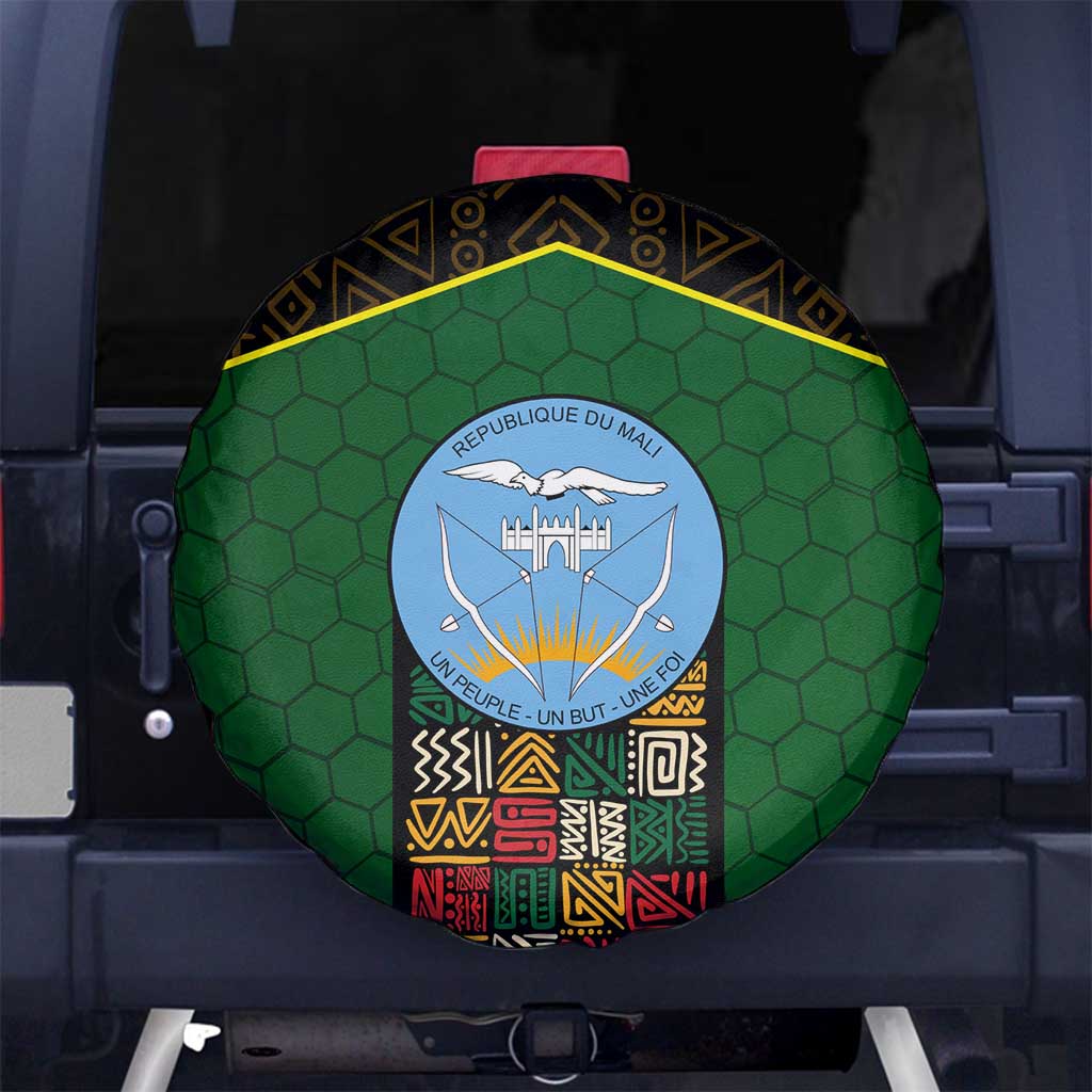 Mali Map Spare Tire Cover National Emblem & Cultural Pattern Design