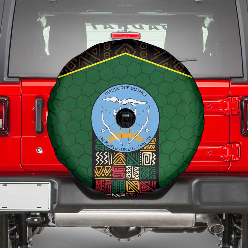 Mali Map Spare Tire Cover National Emblem & Cultural Pattern Design