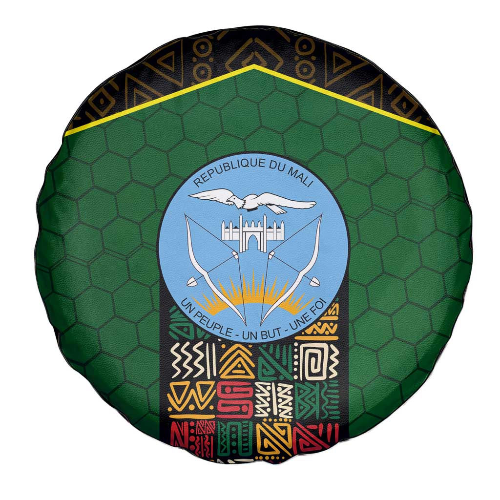 Mali Map Spare Tire Cover National Emblem & Cultural Pattern Design