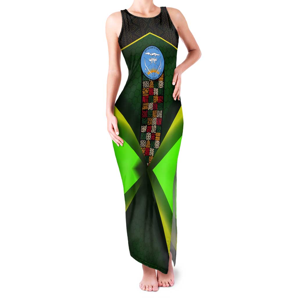 Mali Map Tank Maxi Dress National Emblem & Cultural Pattern Design