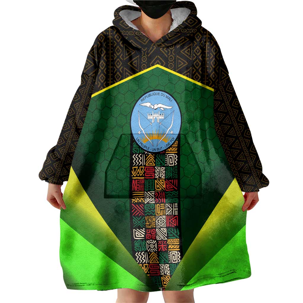 Mali Map Wearable Blanket Hoodie National Emblem & Cultural Pattern Design