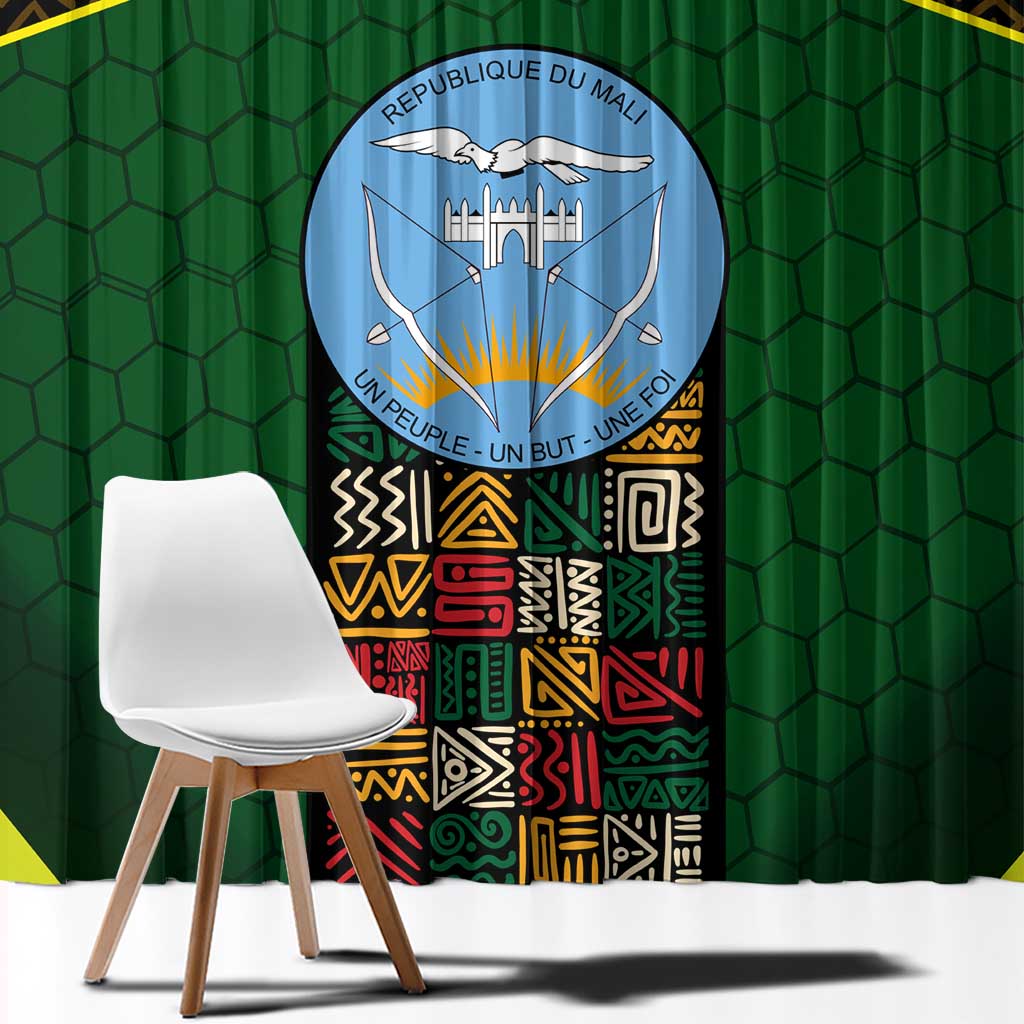 Mali Map Window Curtain National Emblem & Cultural Pattern Design