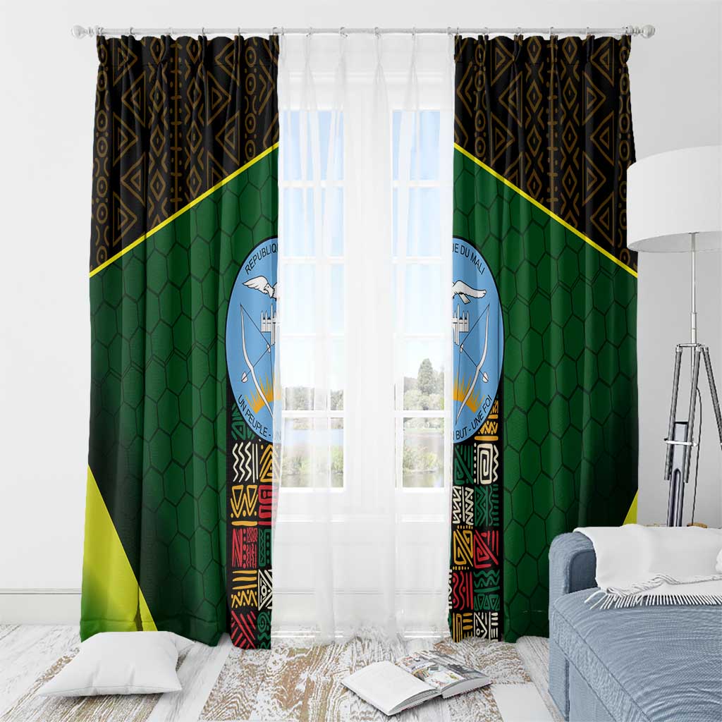 Mali Map Window Curtain National Emblem & Cultural Pattern Design