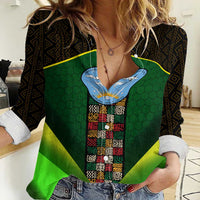 Mali Map Women Casual Shirt National Emblem & Cultural Pattern Design