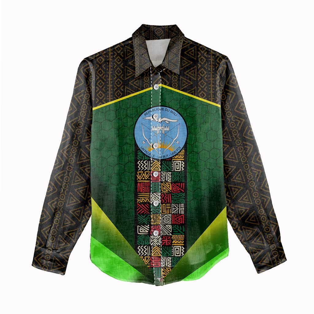 Mali Map Women Casual Shirt National Emblem & Cultural Pattern Design