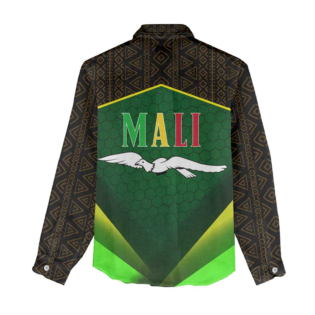 Mali Map Women Casual Shirt National Emblem & Cultural Pattern Design