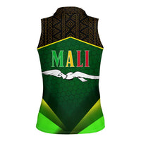 Mali Map Women Sleeveless Polo Shirt National Emblem & Cultural Pattern Design