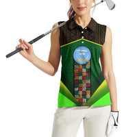 Mali Map Women Sleeveless Polo Shirt National Emblem & Cultural Pattern Design