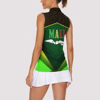 Mali Map Women Sleeveless Polo Shirt National Emblem & Cultural Pattern Design