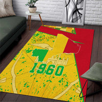Mali Map Area Rug Heart-Inspired Design with National Flag Colors