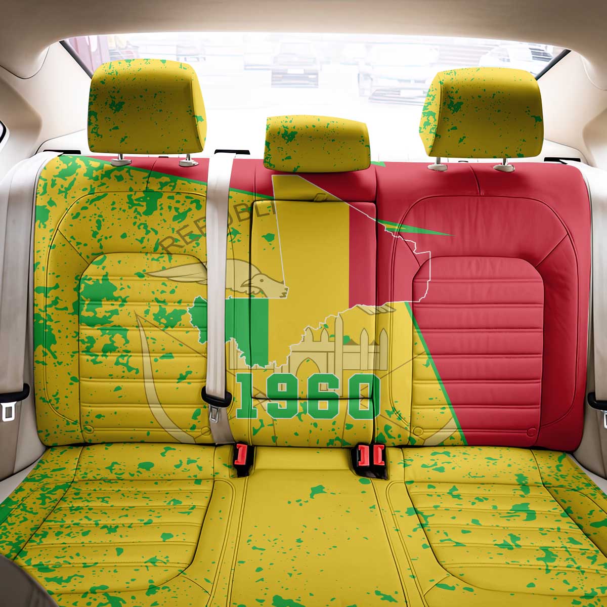 Mali Map Back Car Seat Cover Heart-Inspired Design with National Flag Colors