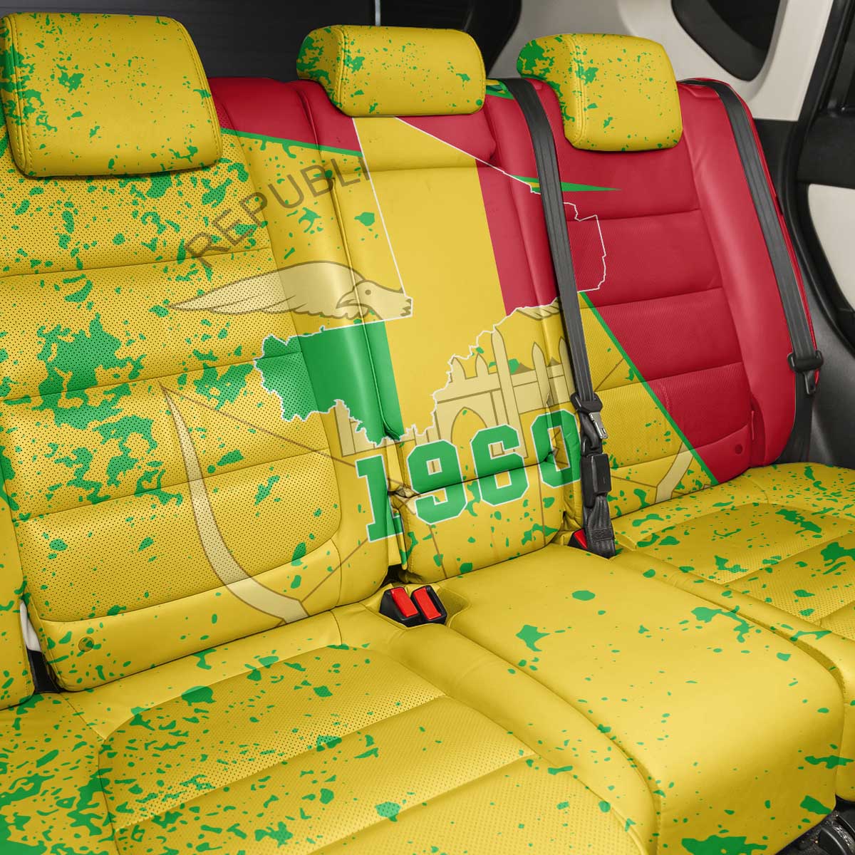 Mali Map Back Car Seat Cover Heart-Inspired Design with National Flag Colors