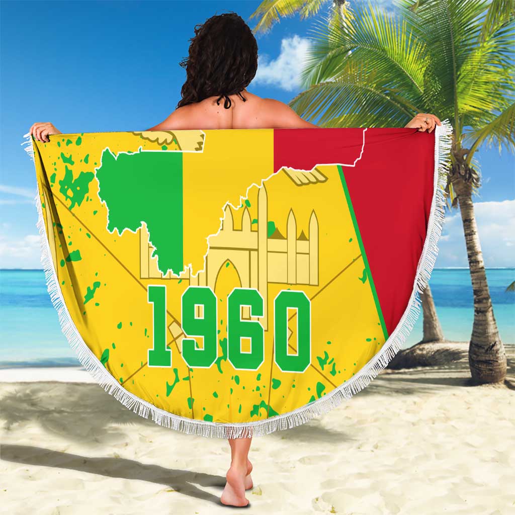 Mali Map Beach Blanket Heart-Inspired Design with National Flag Colors